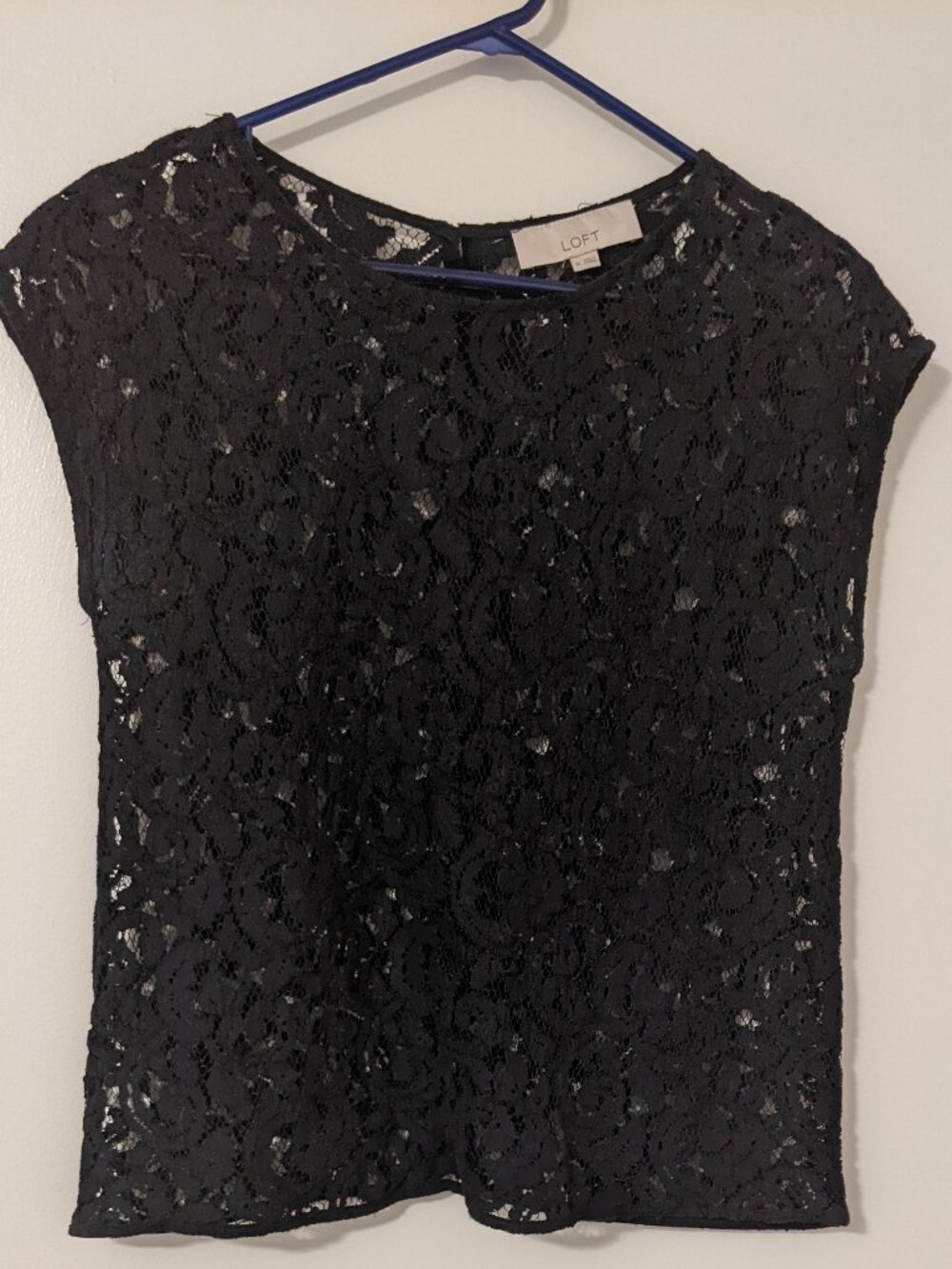 Ann Taylor Loft M Black Sheer Floral Lace Sleeveless Top Whimsygoth Cottagecore